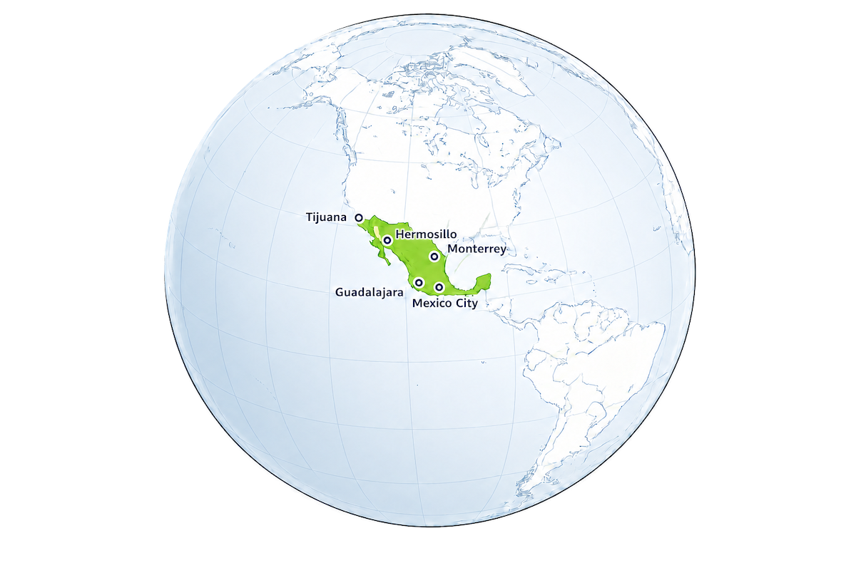 Everscale nearshore operating infrastructure — 5 cities across Mexico